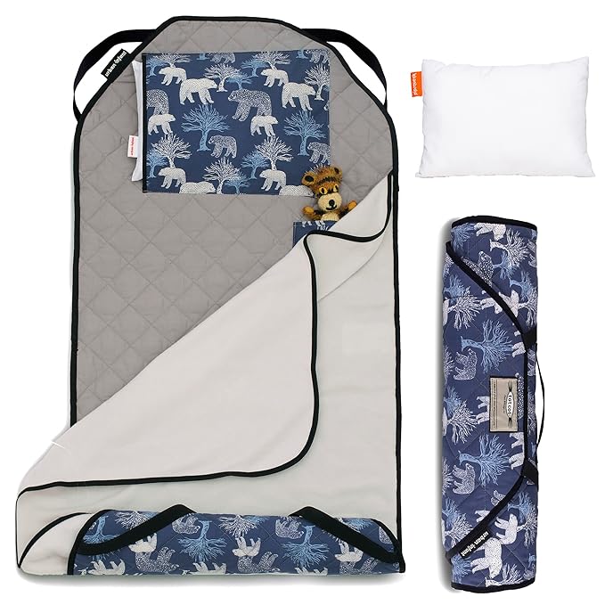 Tot Cot Kids Nap Mat - Toddler Preschool Daycare Bedding Cover with Blanket and Pillow - Ages 2 Yrs to 5 Yrs