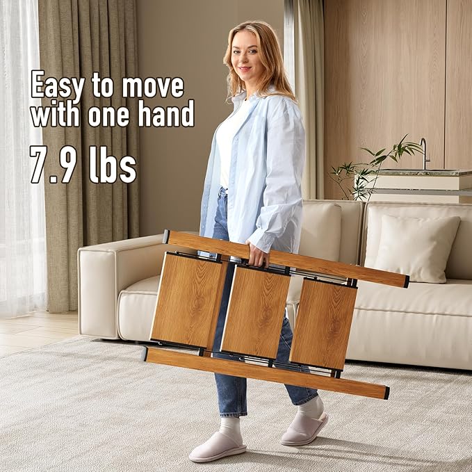 Mayi Plus 3 Step Ladder,Aluminum Folding Step Stool for Adults,Step Ladder with Wide Anti-Slip Pedal,330 lbs Capacity for Home,Office,Kitchen,Library(Woodgrain