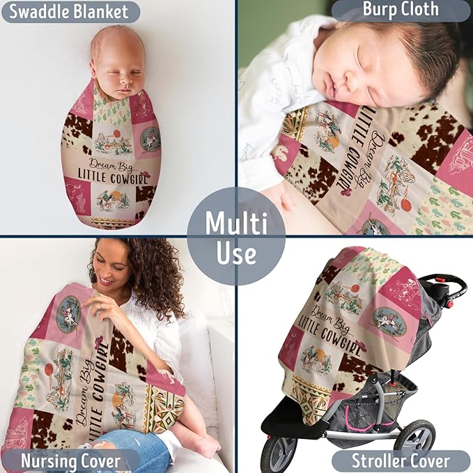 Western Blanket, Western Decor for Nursery Room, Baby Blankets for Girls, Cowgirl Baby Blankets, Cowboy Baby Stuff, Soft Warm Lightweight Nursery Bed Blanket for Newborn Toddlers Daughter