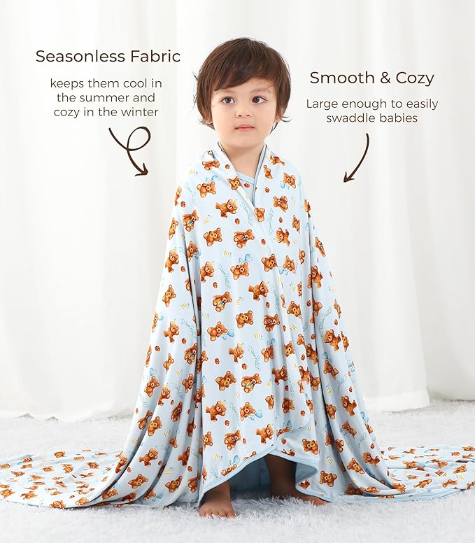 Premium Baby Blankets, Soft Viscose from Bamboo Blanket for Boys and Girls, Nursery Crib Bedding Quilt for Newborn and Toddler, Cooling for Hot Sleepers 50'' x 50'' Bear