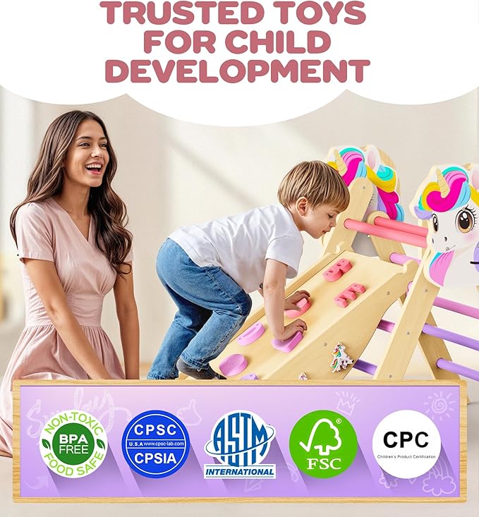Pikler Triangle Set, 11-in-1 Montessori Climbing Toy for Toddlers, Foldable Wooden Indoor Jungle Gym & Playground Climber for Learning and Motor Skills (18 Months–7 Years)