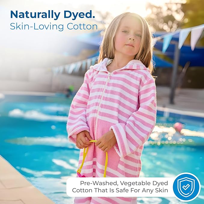 SAMMIMIS Kids Bathrobe & Hooded Towels for Kids - Soft Turkish Bath Towels with Terry Lining, Zip & Pockets - Gift Idea
