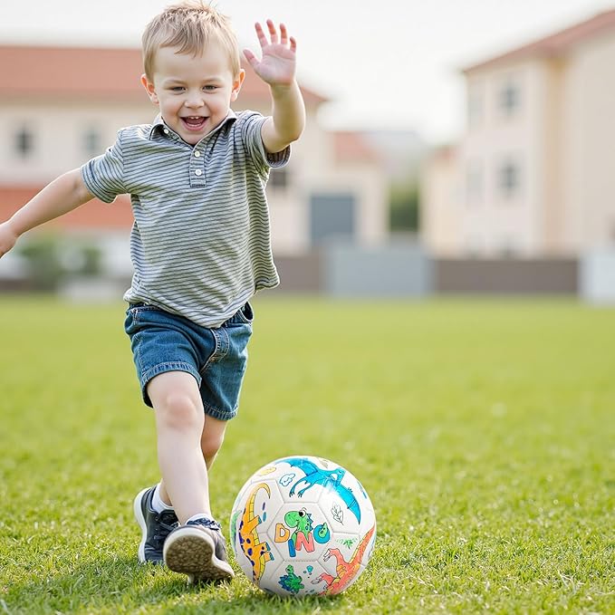 EVERICH TOY Paint Your Own Soccer Ball with Markers, Toddler Arts and Crafts Kits Soccer Gifts for Boys Girls, Size 3 Dinosaur Toys Coloring Custom Soccer Ball Birthday Gifts for Kids 3 4 5 6-8 8-12