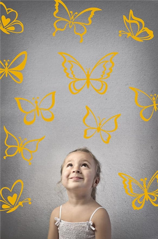 The Decal Guru Butterfly Wall Art Vinyl Stickers DIY Nursery or Girls Room Decor Peel and Stick Butterflies Decals (Signal Yellow, 55x58 inches)