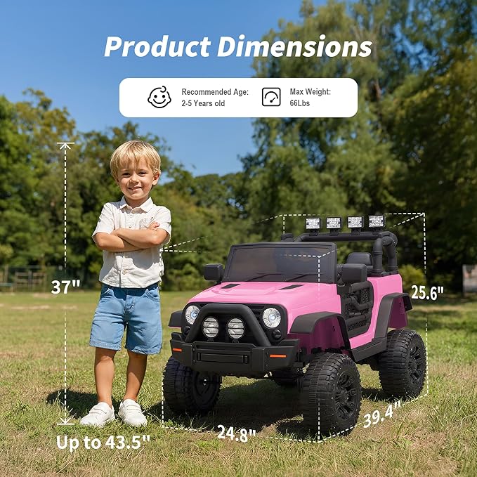 Kids Ride on Car Toy, 24V Electric Car for Kids with Remote Control, 2x200W Motors - Light Pink