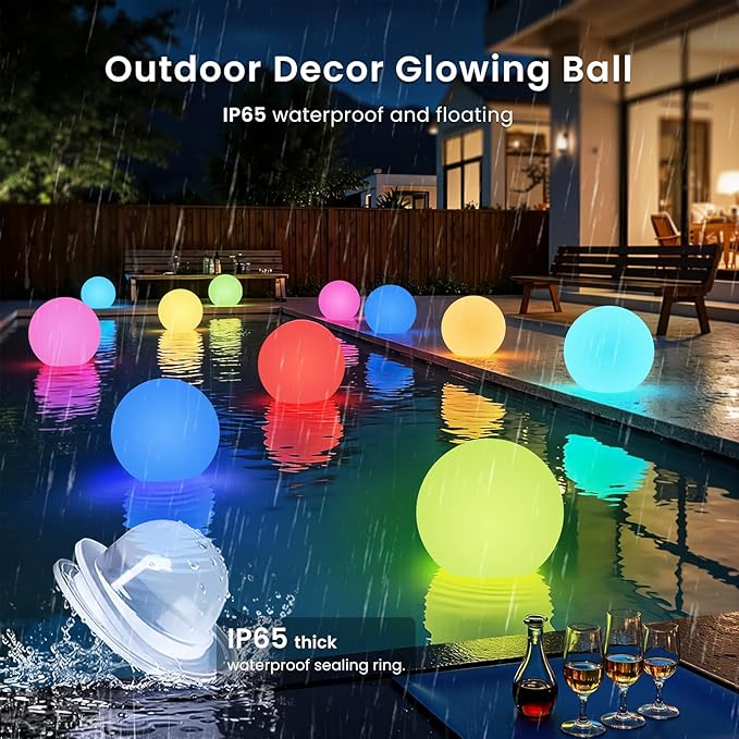 LOFTEK 20-inch LED Large Dimmable Light Ball: RGB 16 Color Changing Glow Ball with Remote Control, Waterproof Floating Pool Lights, Rechargeable for Nursery, Pool, Garden Decor