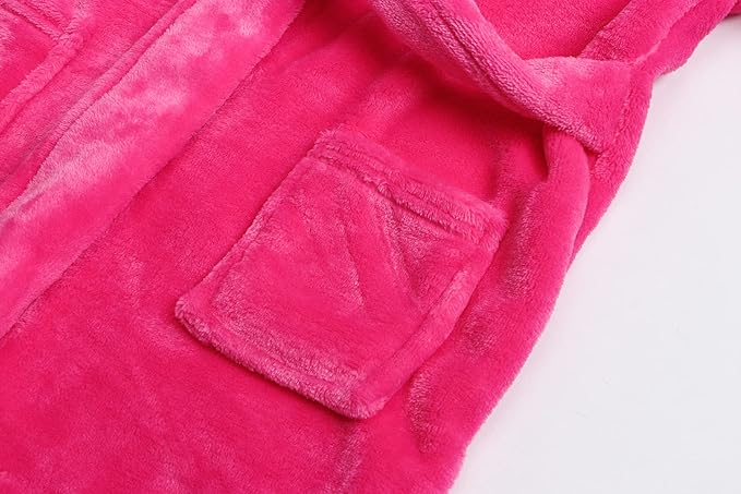 Girls Fleece Hooded Robes, Kids Soft Premium Fuzzy Bathrobe for Gifts, 2-12 Years