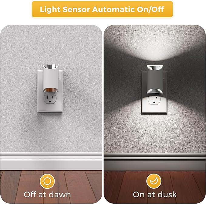 L LOHAS LED Night Light, Bright Night Light, Night Lights Plug into Wall, 5000K Daylight White, Dimmable Night Light 0-100LM with Light Sensor, Plug in Night Light for Hallway Bathroom Kitchen, 2 Pack