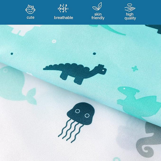Crib Sheets for Boys or Girls 2-Pack, Fitted Crib Sheet 52'' x 28'' for Standard Crib & Toddler Mattress, Soft and Breathable Material, Baby Crib Sheets Neutral, Dinosaurs & Ocean