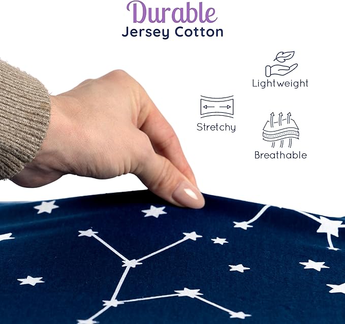 GROW WILD Pack n Play, Mini Crib Sheets 3-Pack | Soft Jersey Sheet Set for Boys or Girls | Playard Mattress, Pack and Play Sheets Fitted | Portable Bassinet Sheet - Stars & Moon Nursery Bedding