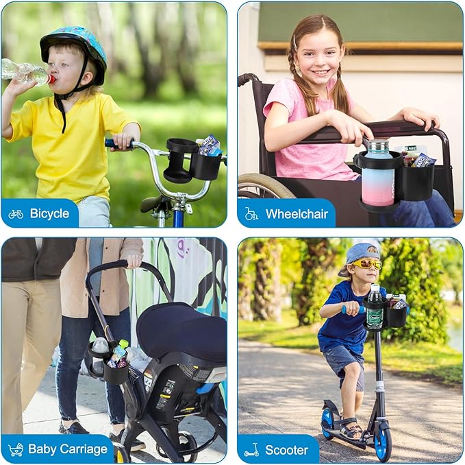 Accmor Stroller Cup Holder, Universal Cup Holder, Bike Cup Holder, 360° Rotatable Expandable Drinks Holder for Stroller, Bike, Wheelchair, Walker