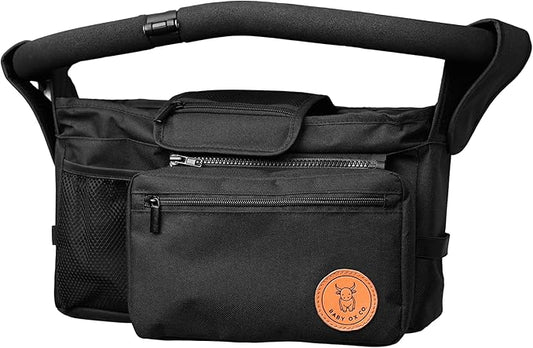 BABY OX CO. Universal Stroller Organizer with Insulated Cup Holders | Detachable Phone/Wipe Pouch & Shoulder Strap Stroller Caddy | Spacious, Fits Jogger, Umbrella, Travel & Pet Strollers