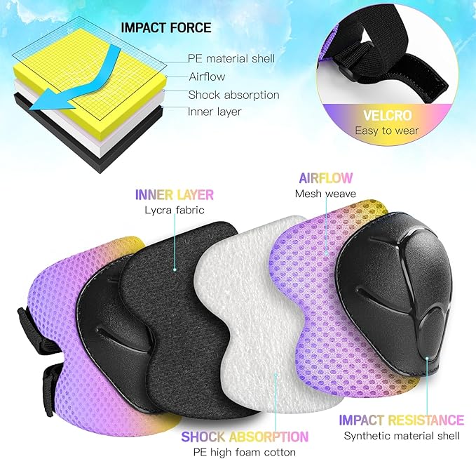 Kids Protective Gear Set Knee Pads for Kids 3-14 Years Toddler Knee and Elbow Pads with Wrist Guards 3 in 1 for Skating Cycling Bike Rollerblading Scooter