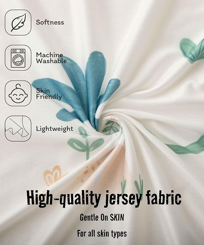 SDY Jersey Dinosaur Crib Sheets for Baby Boys and Girls,52”x28”x8, 2 Pack, Cute Kawaii Standard Oval/Retangle Fitted Crib Sheets for Toddler,Super Soft Breathable