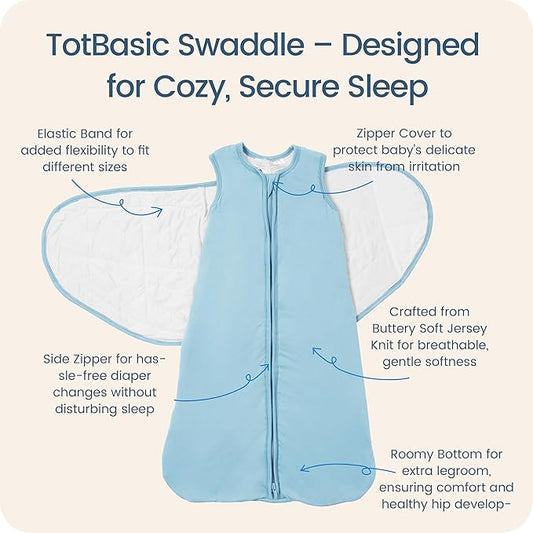Newborns Swaddle Sleep Sack 0–3 Months, 1.0 TOG Baby Blanket for Newborns, Soft Sleeping Bag for Infants