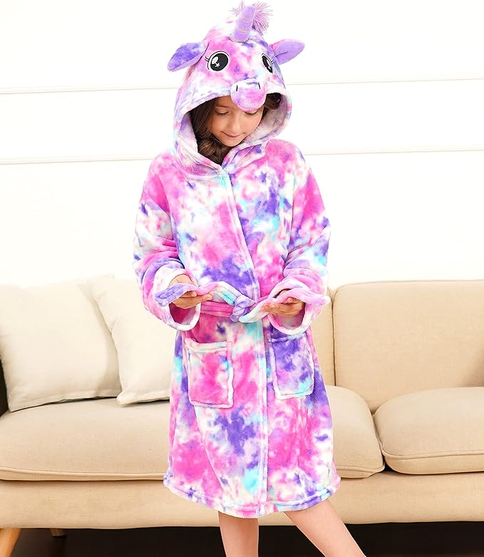 Doctor Unicorn Soft Unicorn Hooded Bathrobe Sleepwear - Unicorn Gifts for Girls