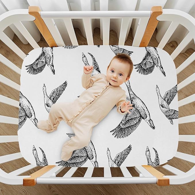 Fitted Crib Sheets for Baby Boys or Girls Soft Breathable Baby Play Yard Sheet for Standard Size Crib Mattress 39x27in Flying Geese