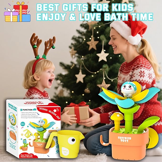 Magic Growing Bath Toy for Toddlers 1-3 | Interactive Watering Can with Blooming Flowers & Rising Mushrooms | Fun Sensory Bathtub Game for Kids 18M+ | Ideal Gift for Christmas & Birthdays