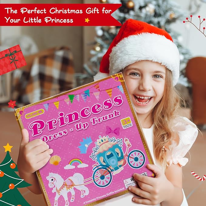Meland Princess Dress Up - Dress Up Clothes for Girls with Toys,Christmas Birthday Gift for Toddler Girls 3,4,5,6,7,8 Years