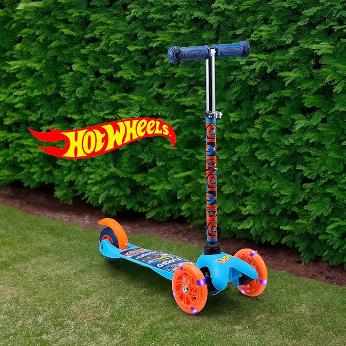 Self Balancing Kick Scooter with Light Up Wheels, Extra Wide Deck, 3 Wheel Platform, Foot Activated Brake, 75 lbs Limit, Kids & Toddlers Girls or Boys, for Ages 3 and Up