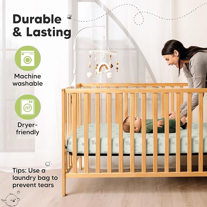 KeaBabies 2-Pack Fitted Crib Sheets for Boys, Girls, Baby - Soft Bamboo Viscose Cotton, 52x28 Standard Crib Mattress Sheets, Toddler Bed Mattress Cover, Gender Neutral, Breathable, Durable (Elly)