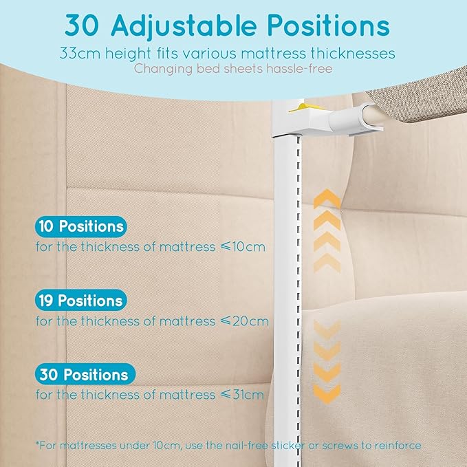 Queen Size Toddler Bed Rail: 3-Side Protection Bedrail for Queen Bed - Extral Tall Adjustable Child Safety Side Railing Guards for Infants Kids Child(78.7x78.7x59”)