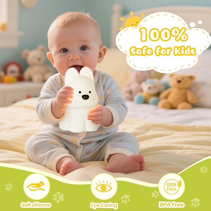 loatme Night Light for Kids, Rechargeable Dimmable Silicone LED Nightlight with 7 Colors, Baby Nursery Night Lamp, Touch Squishy Lamp, Cute Gifts for Girls, Boys, Toddler Room Decor, Dog