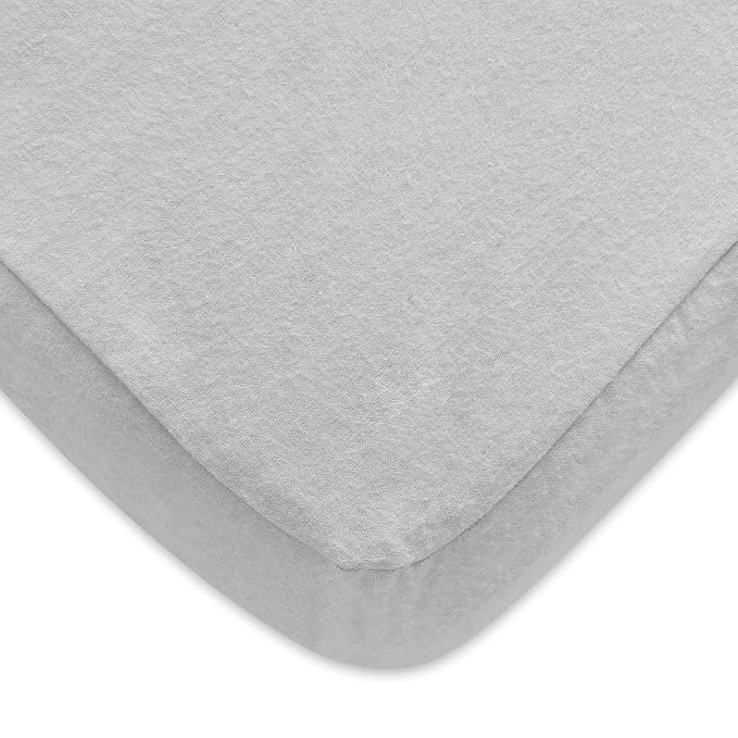 Pack N Play Fitted Sheet, 100% Cotton Flannel, Fitted Portable Mini Crib Sheet for Girls Boys, Ultra Soft Breathable Convertible Playard Mattress Cover, Playard Playpen Sheet Warm, Grey
