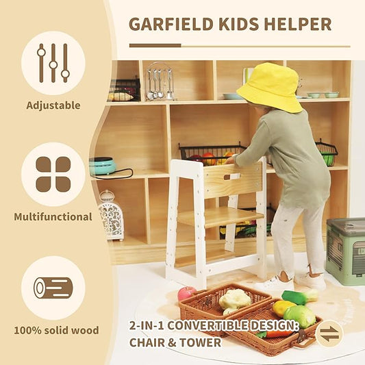 Damoch Family® 2-in-1 Premium Toddler Weaning Chair & Step Stool - Kids Portable Stool for Bathroom Training and Kitchen Learning | Reach/CPSC/CPC Certified | Multi-Functional Kids Furniture (18mo+)