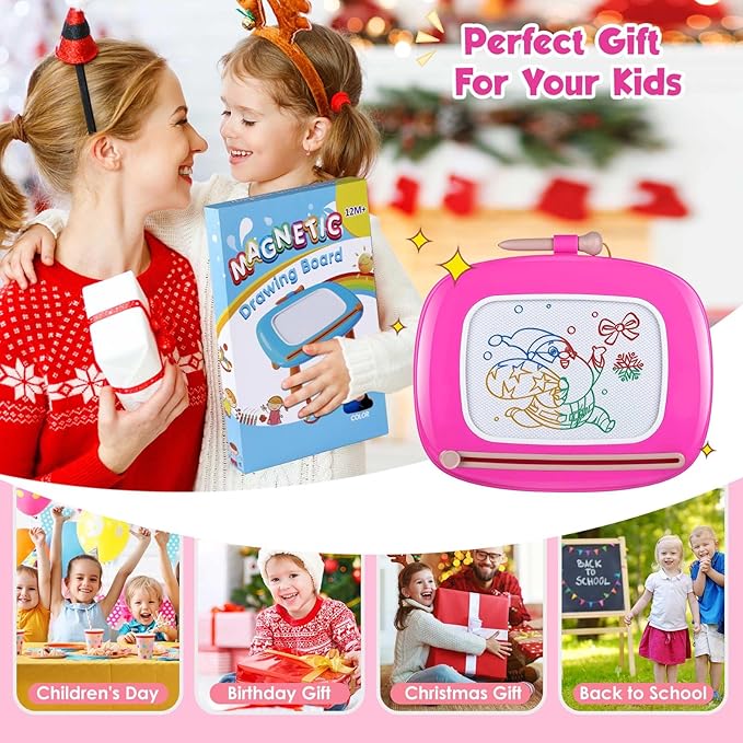 Smasiagon Toddler Girl Boy Toys,Magnetic Drawing Board for Toddlers,Early Learning Doodle Board Writing Painting Sketch Pad, Birthday Easter Valentines Day Gifts for 1 2 3 Year Old (Deep Pink)