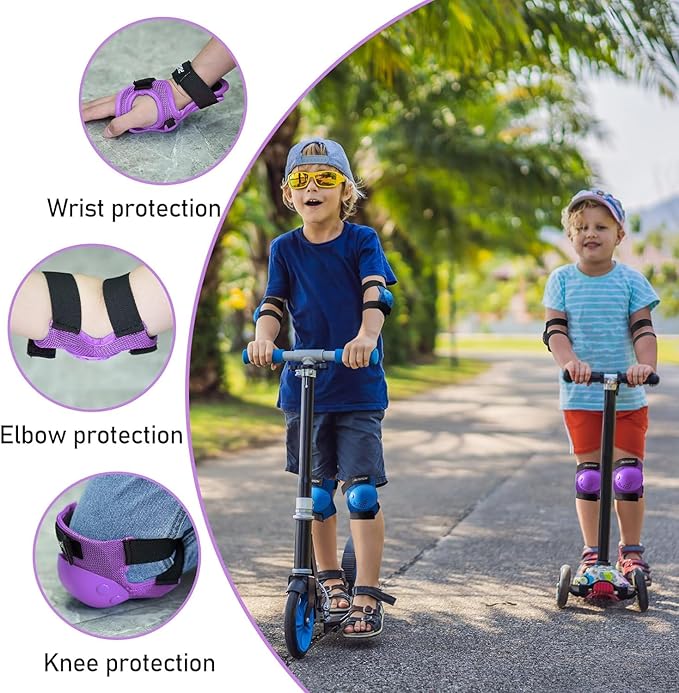 PAPAISON Kids/Youth Knee Pad, Elbow Pads & Wrist Guards for Inline Skating Bike Cycling Skateboard Scooter, 3 in 1 Protective Gear Set for Girls Boys Adult
