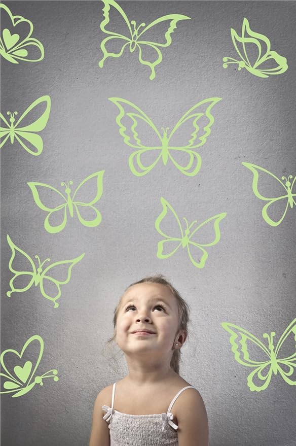 The Decal Guru Butterfly Wall Art Vinyl Stickers DIY Nursery or Girls Room Decor Peel and Stick Butterflies Decals (Key Lime Pie, 55x58 inches)