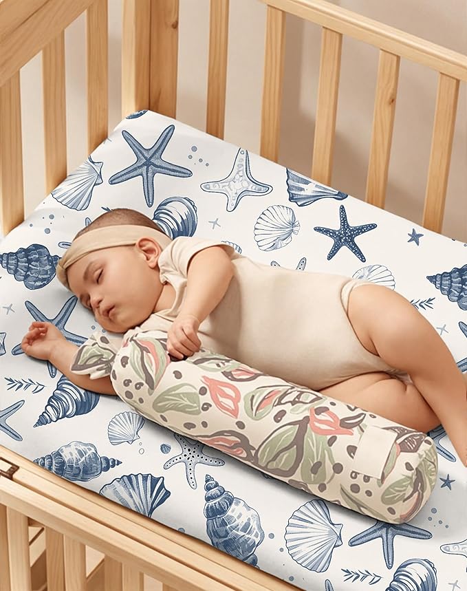 Pack and Play Sheets 2 Pack, Fitted Jersey Knit Mini Crib Sheets for Baby Boys and Girls, Compatible with Graco Pack N Play and Mini Crib Mattress (Deep Blue, Pack N Play/Mini Crib Sheets)