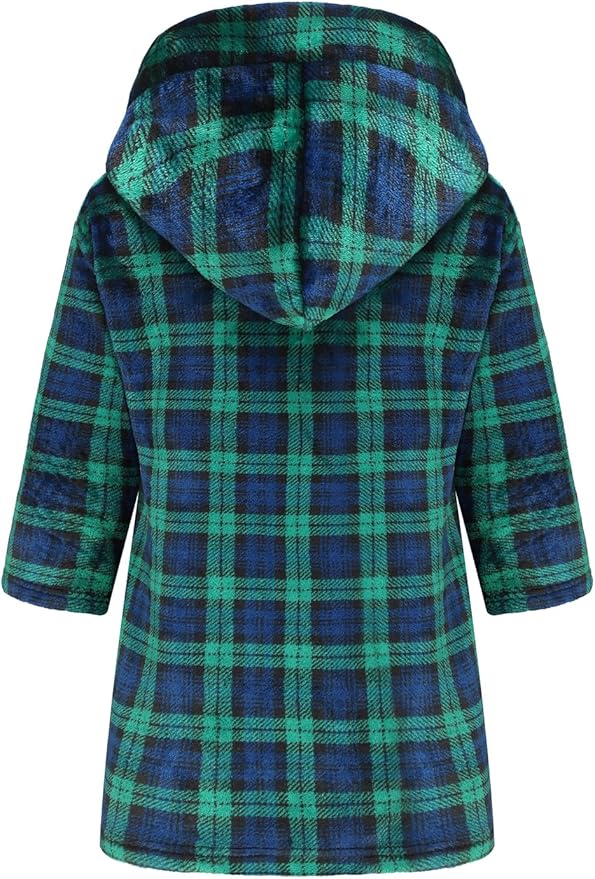Boys Girls Robe Kids Flannel Hooded Bathrobe Sleepwear Pajamas Toddler Soft Plush Robes for Girls 2-16 Years