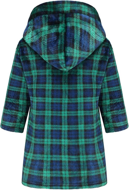 Boys Girls Robe Kids Flannel Hooded Bathrobe Sleepwear Pajamas Toddler Soft Plush Robes for Girls 2-16 Years