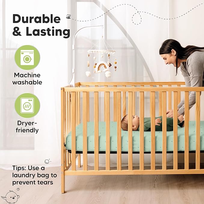 KeaBabies 2-Pack Fitted Crib Sheets for Boys, Girls, Baby - Soft Bamboo Viscose Cotton, 52x28 Standard Crib Mattress Sheets, Toddler Bed Mattress Cover, Gender Neutral, Breathable, Durable (Bunnies)
