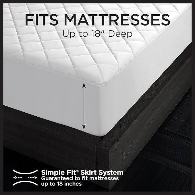 Protect-A-Bed Essential Mattress Pad Queen, 100% Waterproof, Dust Mite Barrier Mattress Pad, Breathable & Quiet, Antimicrobial, Fits 11"-18" Mattresses
