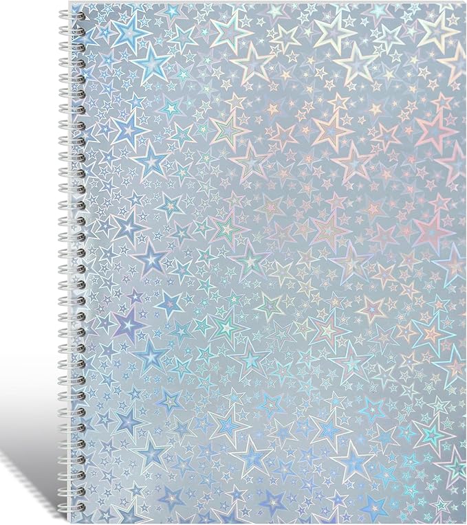 Dajino Large Reusable Sticker Book Collecting Album 8.5×11 Inch Sticker Storage Collection Organizer Book for Adult with 40 Sheets Letter Size Blank Release Paper and Holographic Cover (Star)