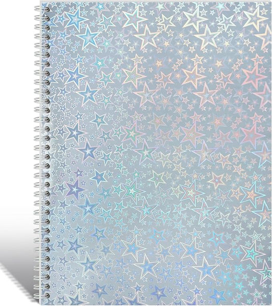 Dajino Large Reusable Sticker Book Collecting Album 8.5×11 Inch Sticker Storage Collection Organizer Book for Adult with 40 Sheets Letter Size Blank Release Paper and Holographic Cover (Star)
