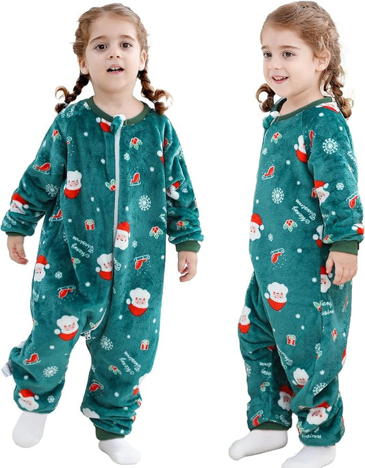 MICHLEY Toddler Flannel Sleeping Sack with Feet,Long Sleeve Baby Sleeping Bag 3-Way Zipper Super Warm Wearable Blankets