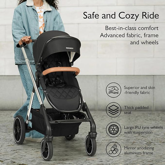 Beberoad Love RX 3-in-1 Baby Stroller with Bassinet, Toddler Stroller, Foldable Newborn Infant Stroller with Organizer, Rain Cover, Sunshade & Mosquito 2 in 1 Cover, Large Storage Basket
