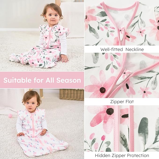 Yoofoss Baby Sleep Sack 0-6 Months Wearable Blanket for Babies 100% Organic Cotton 2-Way Zipper TOG 0.5 Toddler Sleeping Sack 3 Pack, Comfy Lightweight Sleep Sacks