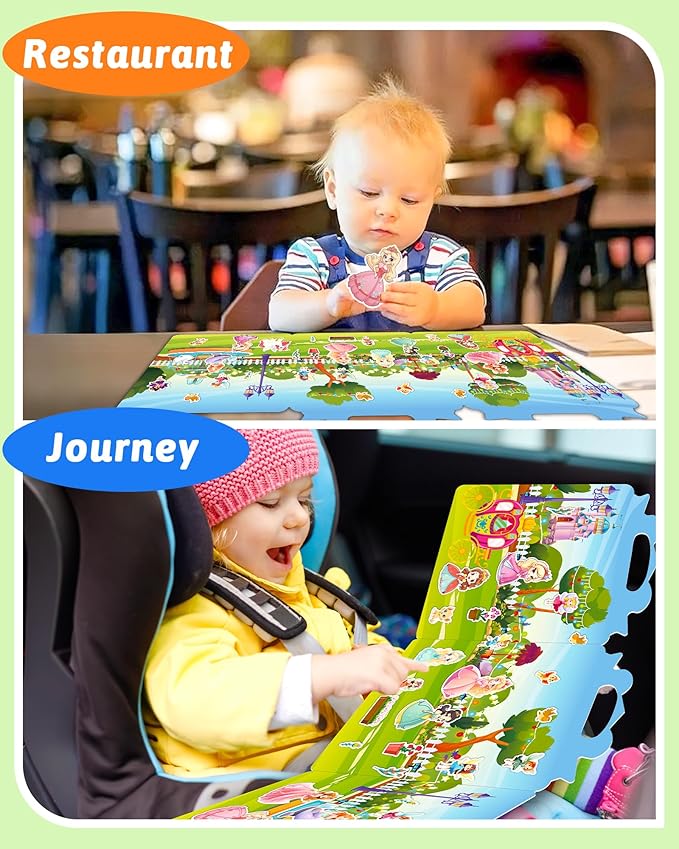 Benresive Reusable Sticker Books for Toddlers, Fun Travel Stickers for Kids, Toddler Sticker Book, Crafts Activities for Toddlers, 3 and Up Birthady Gifts - Princess