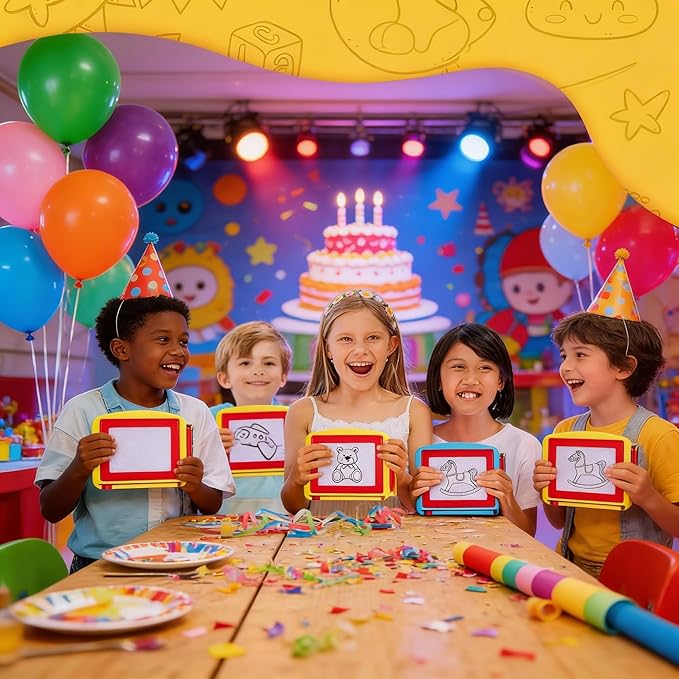 Tinlade 48 Pack Mini Magnetic Drawing Board for Kids, Small Erasable Doodle Sketch, Drawing Pad Bulk Gifts for Boy Girl Birthday Party Favor Classroom Prize Goodie Bag Stuffers (Classic Color,Cute)
