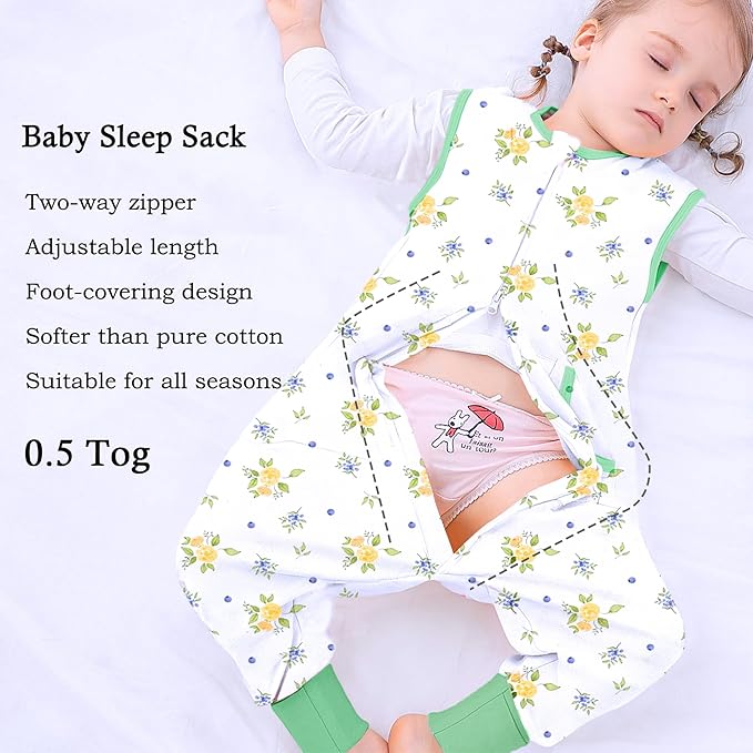 Toddler Sleep Sacks Sleep Sack 24-36 Months with legs Cozy comfy Baby Warable Blanket with 2-Way Zipper(2T-3T)