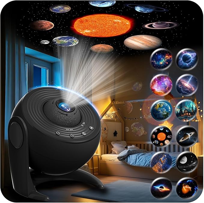 FlyLily Galaxy Projector for Bedroom, 13 in 1 Planetarium Star Projector with Solar System & Constellation, 360° Rotating Galaxy Light, Space Night Light for Kids Adults Gifts
