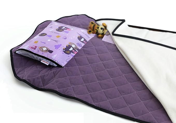 Urban Infant Tot Cot Kids Nap Mat - Toddler Preschool Daycare Bedding Cover with Blanket and Pillow - Violet
