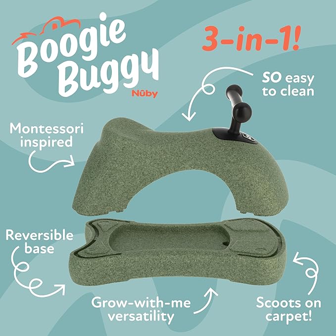 Nuby Boogie Buggy 3-in-1 Scooter for Kids – Walker, Scooter & Caster Board, Lightweight EPP Foam, Waterproof, Indoor & Outdoor Ride-On Toy, Balance & Coordination Development, Green Boogie Buggy