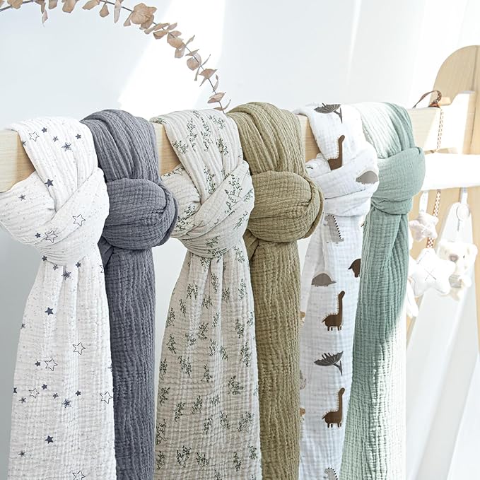 lulumoon Baby Muslin Swaddle Blankets: Soft Receiving Blanket for Newborn - Cotton Swaddling Blanket for Neutral 2Pack