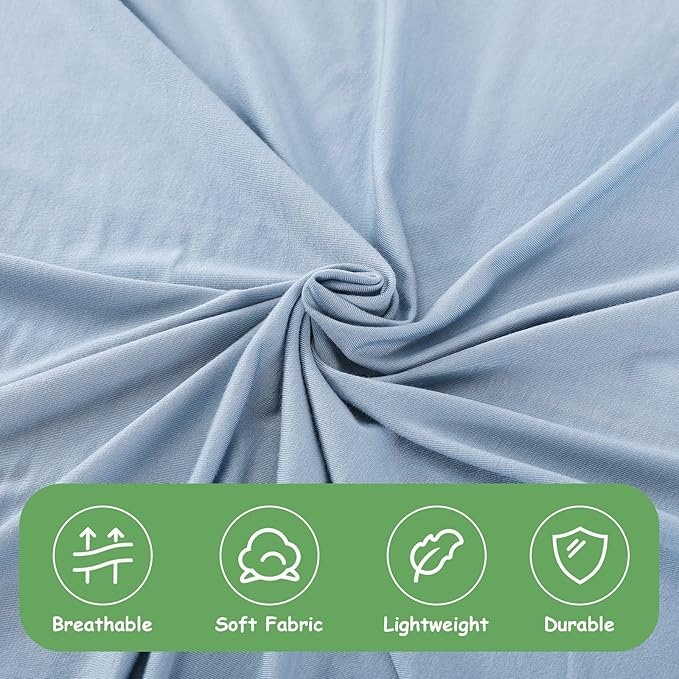 iEvolve Cotton Knitted Baby Swaddle Blanket with Hat Headband Set Newborn Swaddle Wrap Receiving Blankets for Baby Girl Boy 35" x 35"(Lightblue)